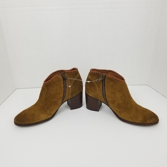 Frye Women Sz 9 Ankle Boots Tan Suede High Herk Ankle Boots Block Heel Round toe - Picture 10 of 10
